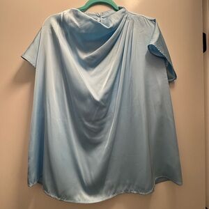 Eloquii Draped Asym Light Blue Top